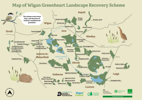 Map of Wigan Greenheart Landscape Recovery Scheme