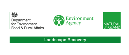 Landscape Recovery logos, DEFRA, EA and NE