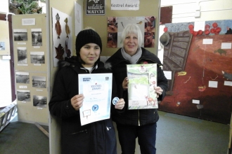 Star with her Kestrel Award at her Wildlife Watch group