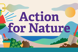 Colourful banner graphics that reads Action for Nature