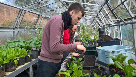 Myplace participants planting flowers at Witton Park