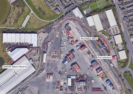 A map of Seaforth port, showing how to get through the port to the nature reserve