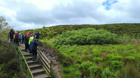 Group of people visiting a moorland